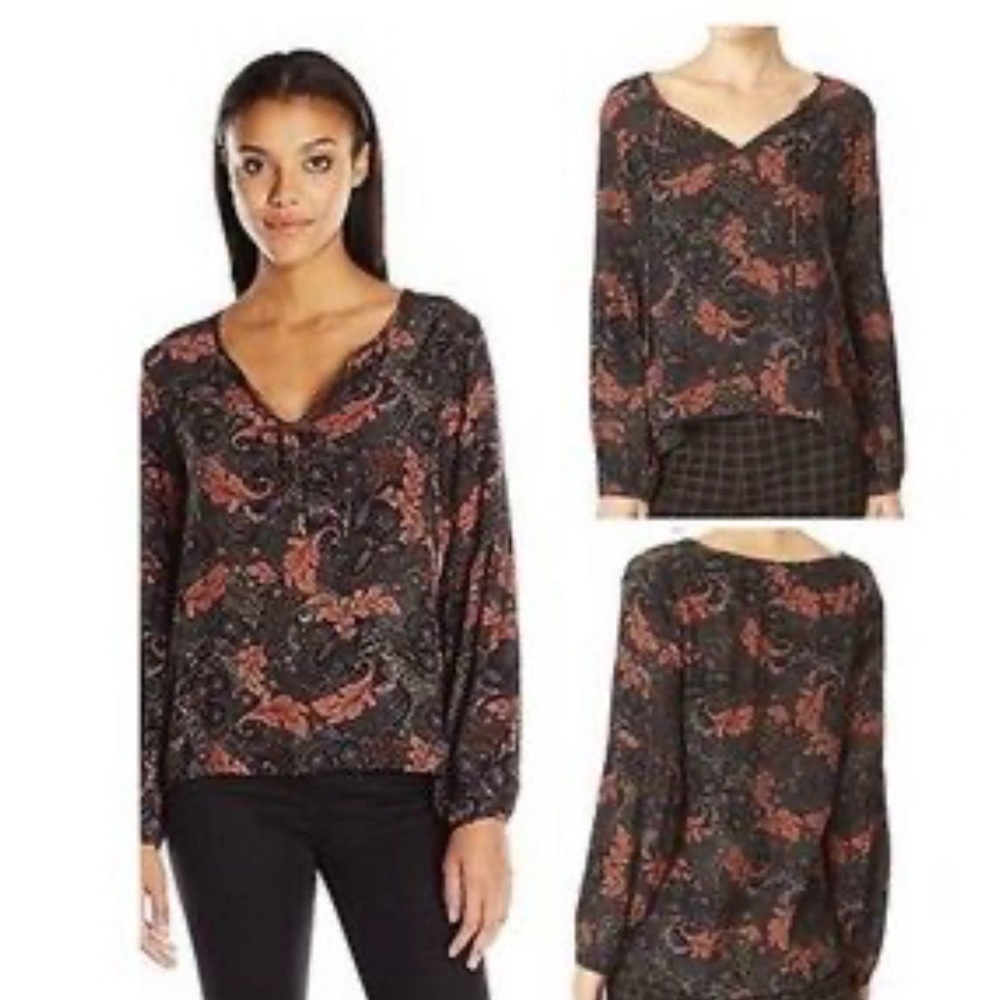 Sanctuary Long Sleeve Floral Paisley Blouse see measurements